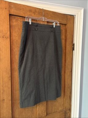 H&M Dark Gray High-Waist Pencil Skirt with Button Detail Size 12